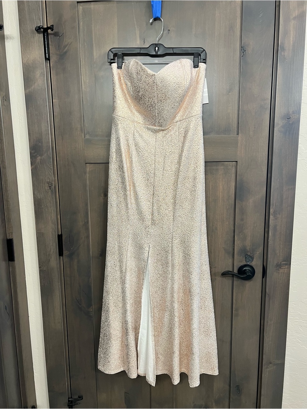 Sweet Storm Strapless Champagne Gold Textured Gown